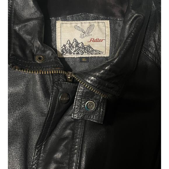 Vintage Adler Authentic Men's Black Leather Full Zip & Button Jacket Size XL - Picture 3 of 7